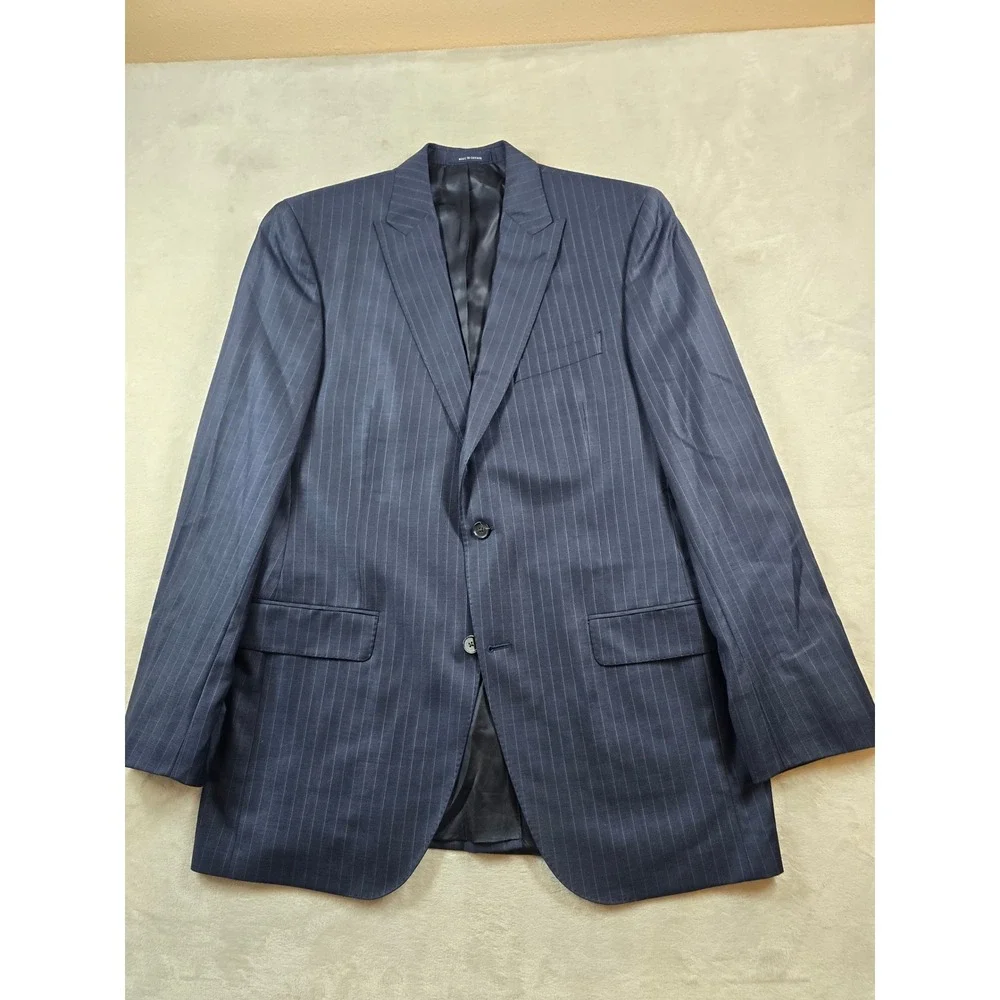 Cremieux Loro Piana Suit Mens 41L 2 Piece Pants 36x32 Navy Pinstripe 130s Wool